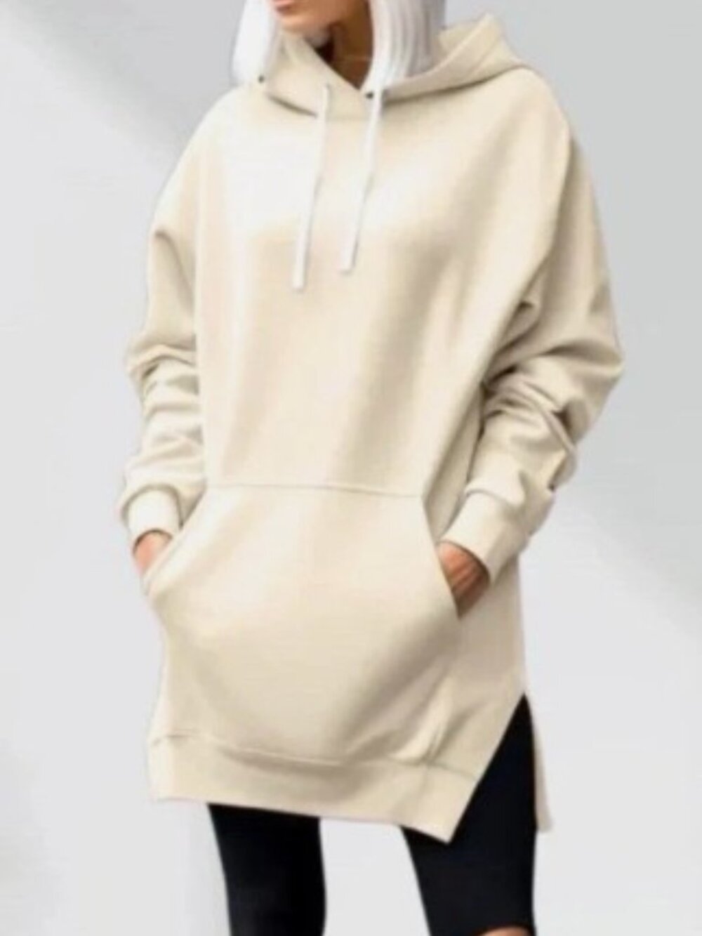 The Warmy Oversized Hoodie Sweatshirt sz Medium M Beige Cream NEW